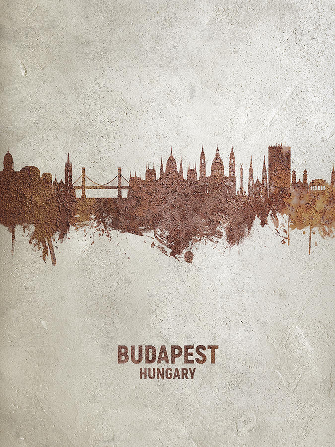 Skyline Digital Art - Budapest Hungary Skyline #21 by Michael Tompsett