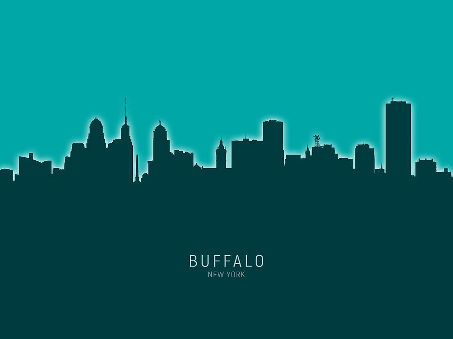 Buffalo Digital Art - Buffalo New York Skyline #21 by Michael Tompsett