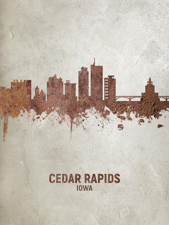 Cedar Rapids Digital Art - Cedar Rapids Iowa Skyline #21 by Michael Tompsett