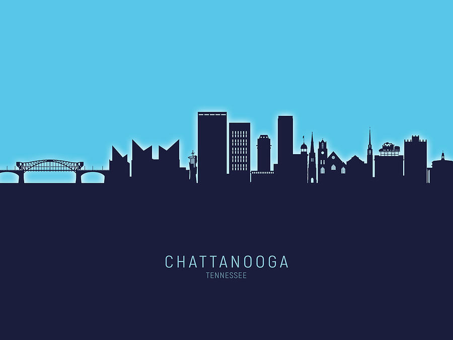 Skyline Digital Art - Chattanooga Tennessee Skyline #21 by Michael Tompsett