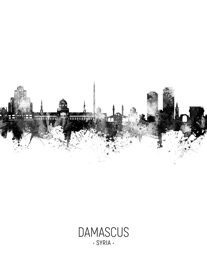 Skyline Digital Art - Damascus Syria Skyline #21 by Michael Tompsett