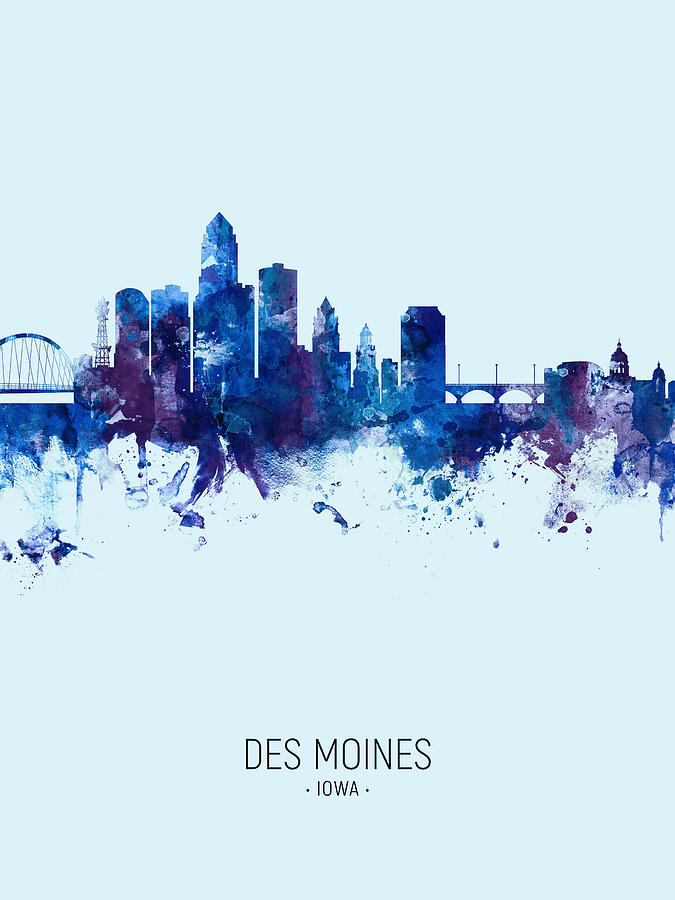 Des Moines Iowa Skyline #21 Digital Art by Michael Tompsett