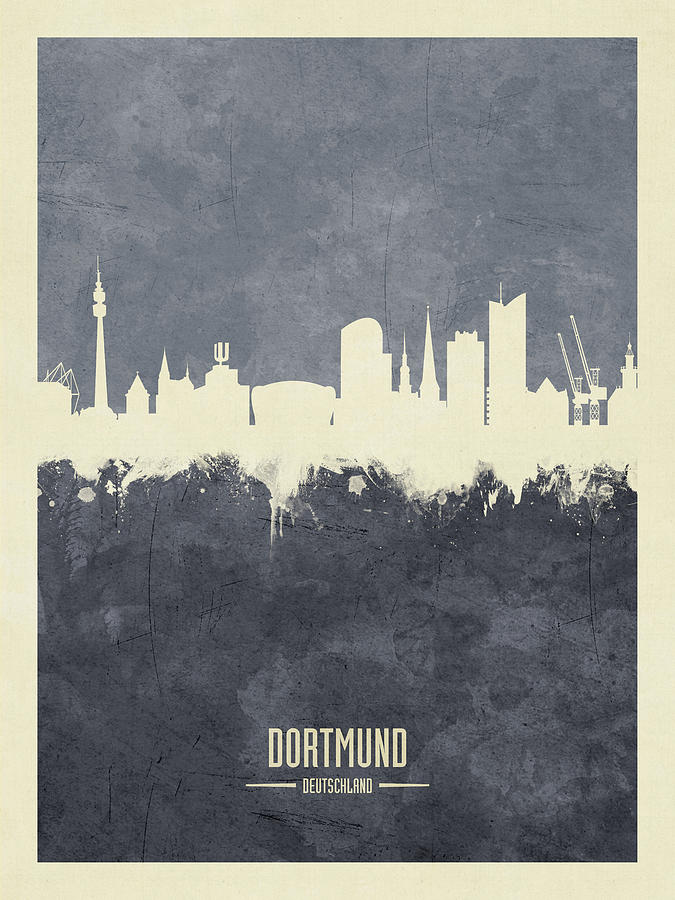 Skyline Digital Art - Dortmund Germany Skyline #21 by Michael Tompsett
