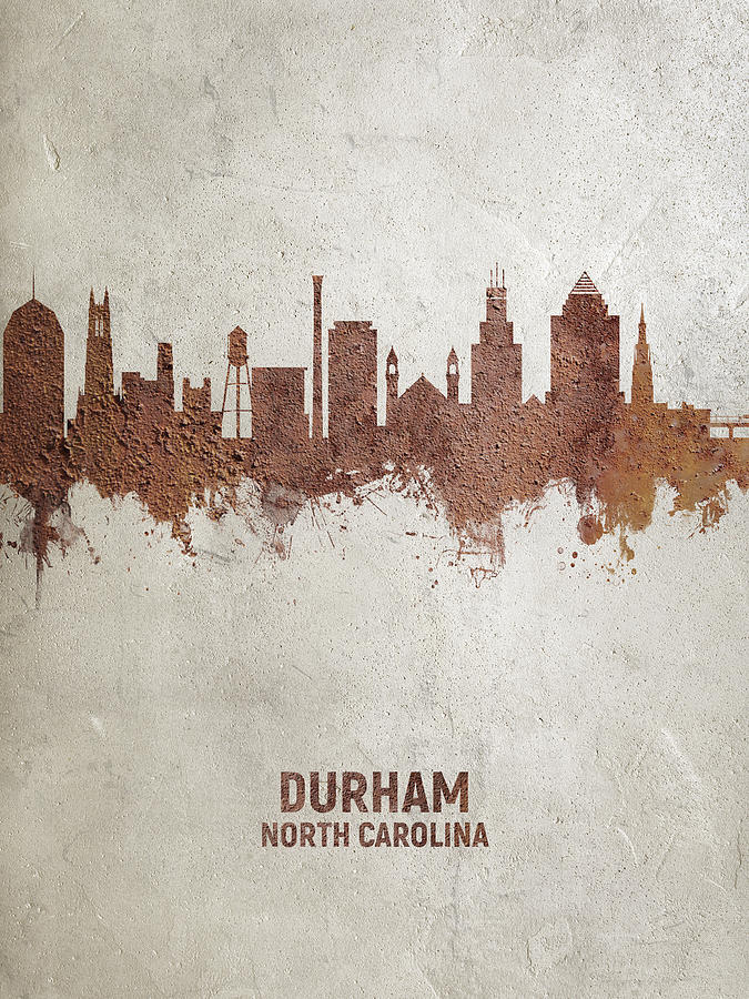 Durham Digital Art - Durham North Carolina Skyline #21 by Michael Tompsett