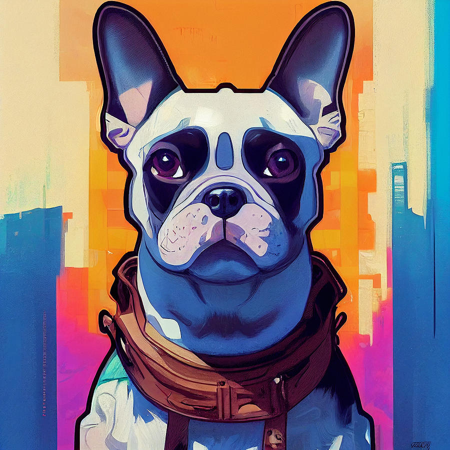 Dog Mixed Media - French bulldog #21 by SampadArt Gallery