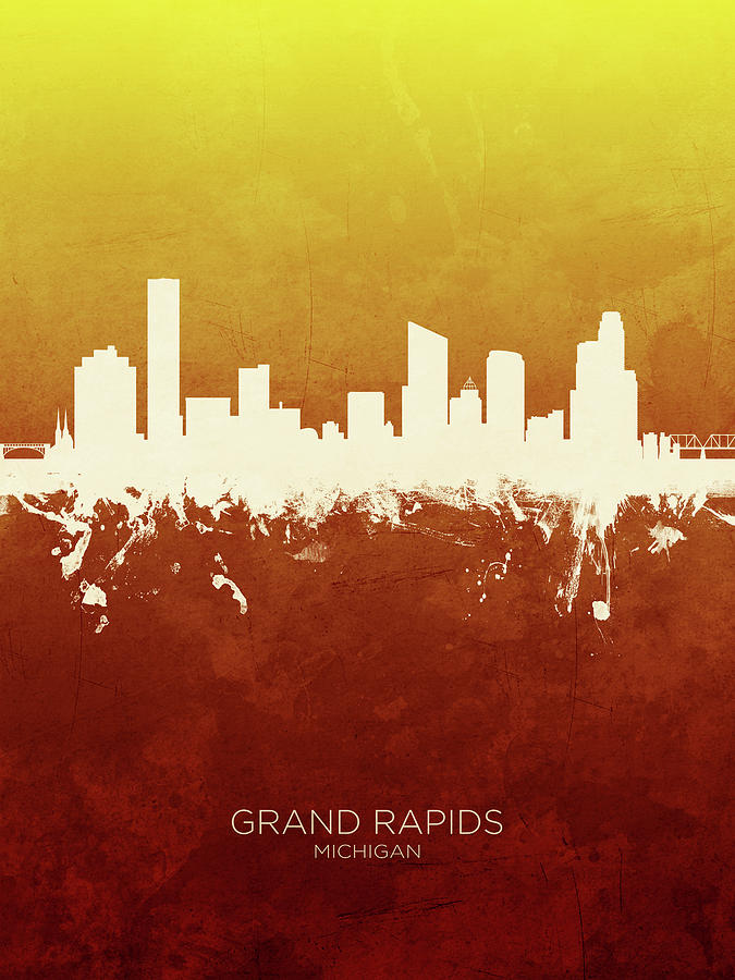 Grand Rapids Michigan Skyline #21 Digital Art by Michael Tompsett