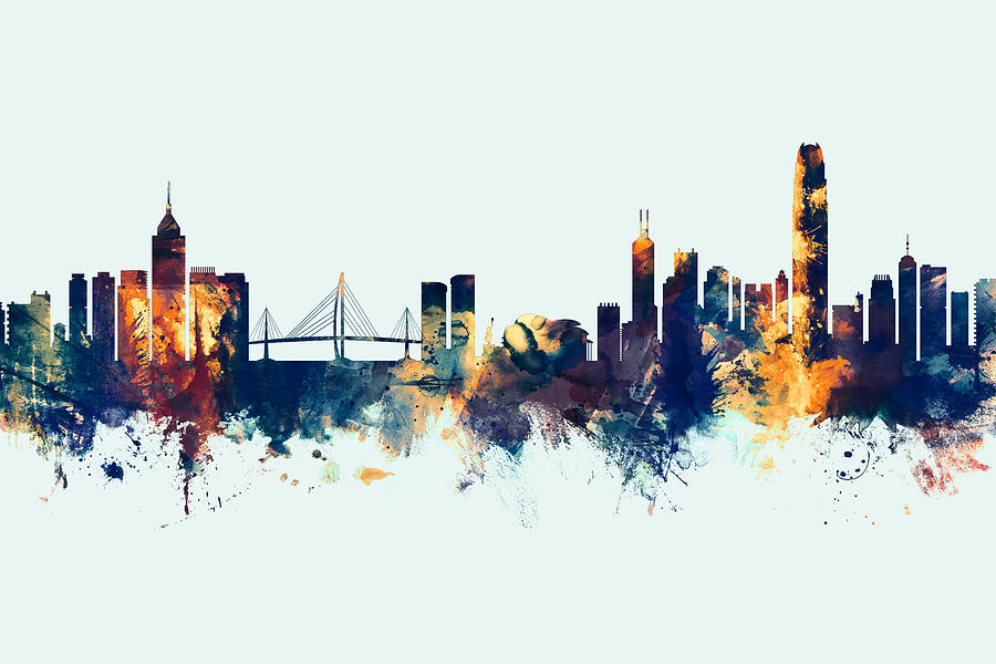 Hong Kong Skyline #21 Digital Art by Michael Tompsett