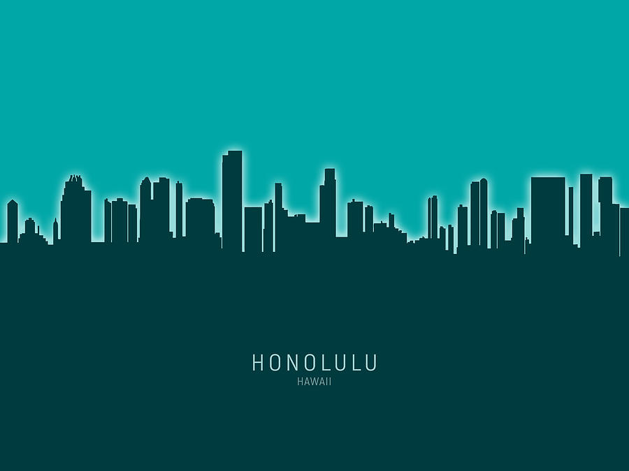 Honolulu Digital Art - Honolulu Hawaii Skyline #21 by Michael Tompsett