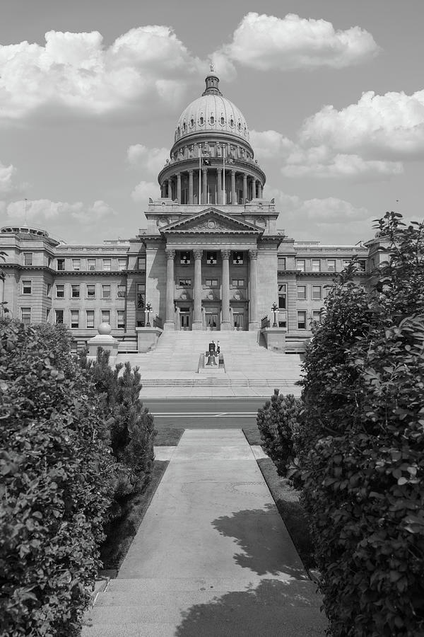 Idaho State Capitol Building In Boise Idaho In Black And White Photograph