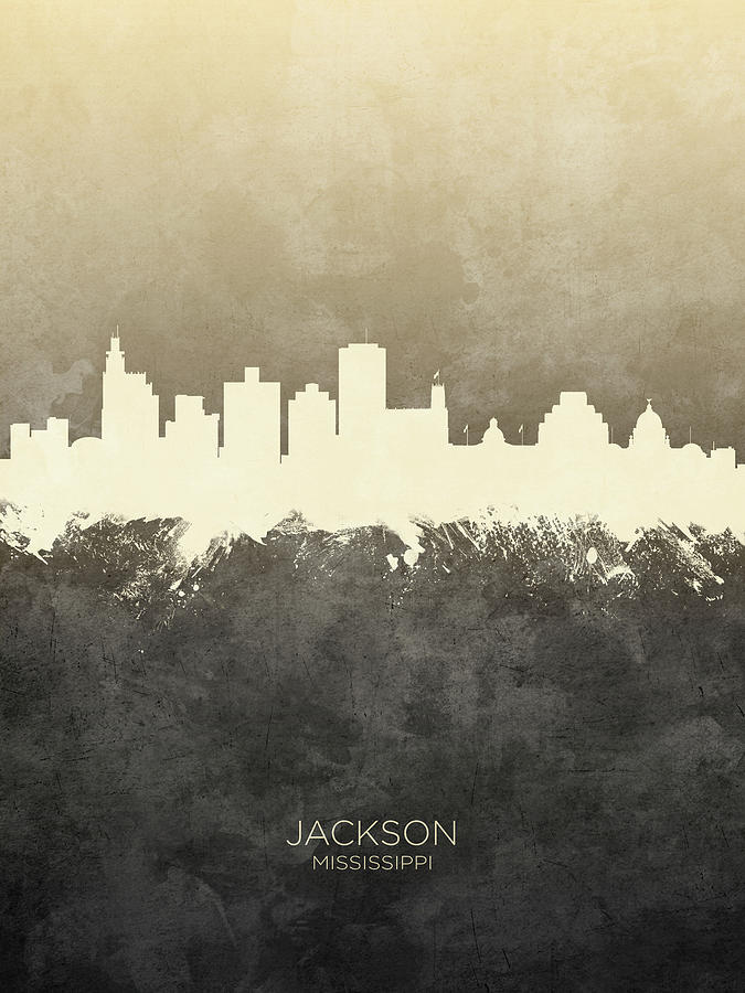 Jackson Mississippi Skyline #21 Digital Art by Michael Tompsett