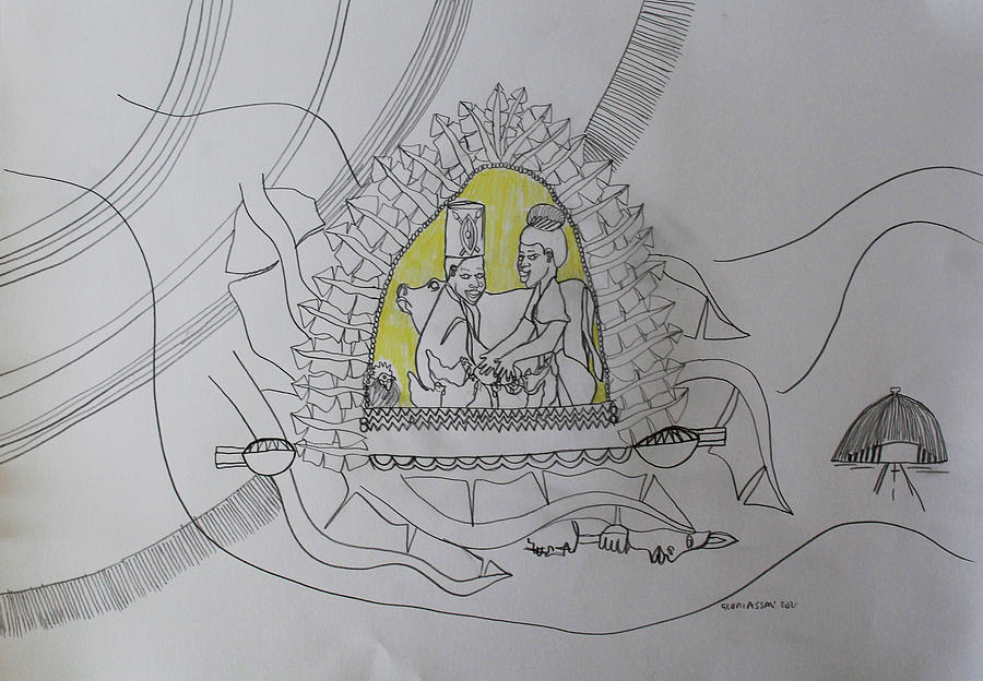 Kintu and Nambi Journey To Earth #21 Drawing by Gloria Ssali