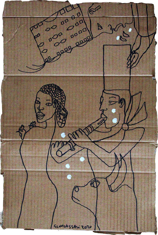 Kintu and Nambi The Serenade #21 Painting by Gloria Ssali