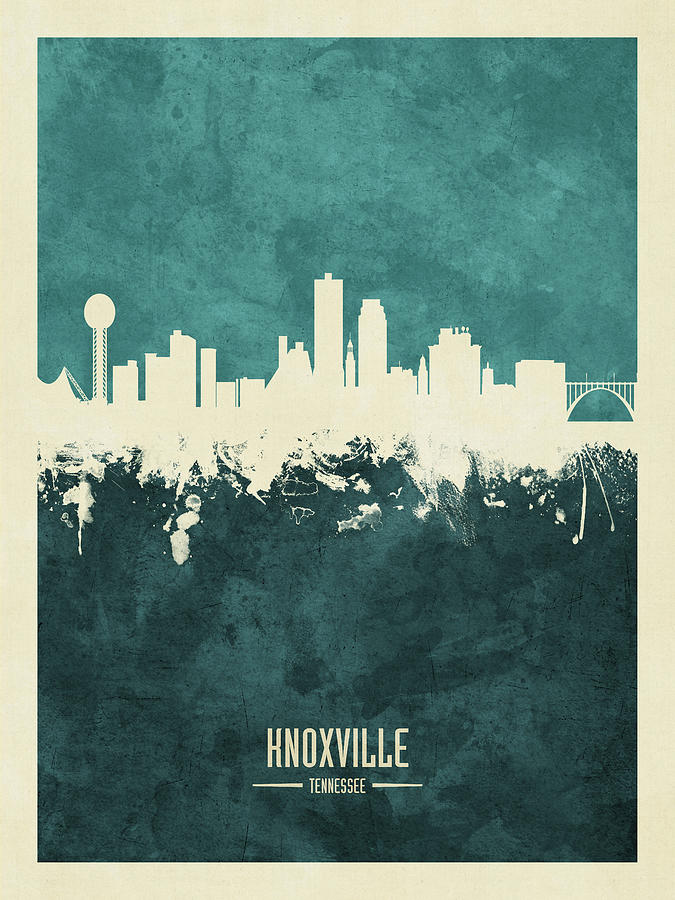 Knoxville Digital Art - Knoxville Tennessee Skyline #21 by Michael Tompsett