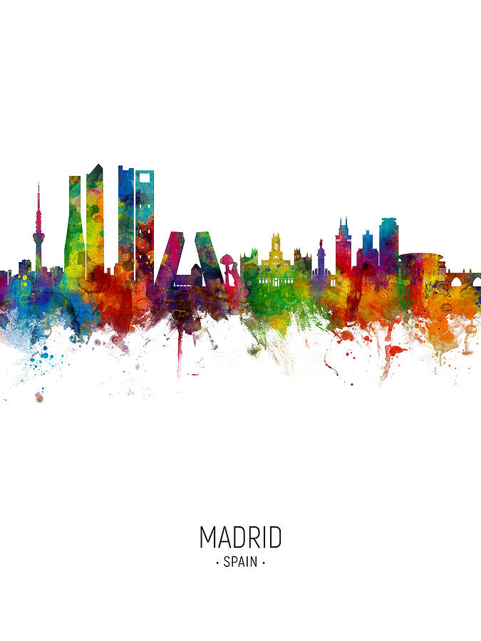 Madrid Spain Skyline #21 Digital Art by Michael Tompsett