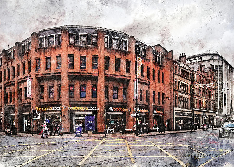 Manchester city watercolor #21 Digital Art by Justyna Jaszke JBJart