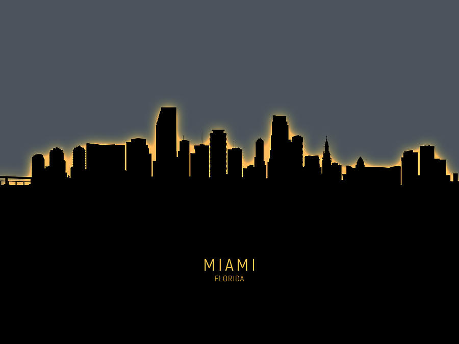 Miami Digital Art - Miami Florida Skyline #21 by Michael Tompsett