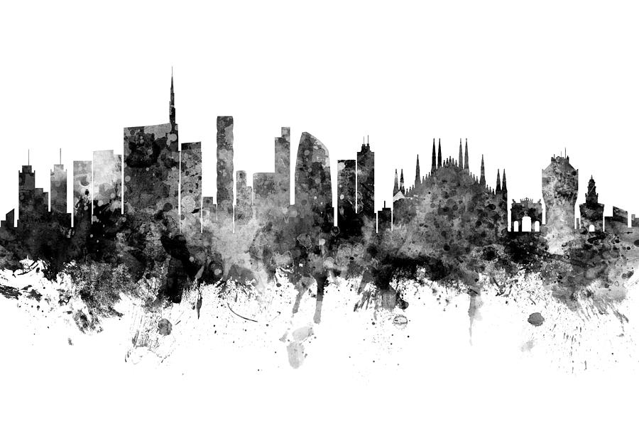 Milan Italy Skyline #21 Digital Art by Michael Tompsett