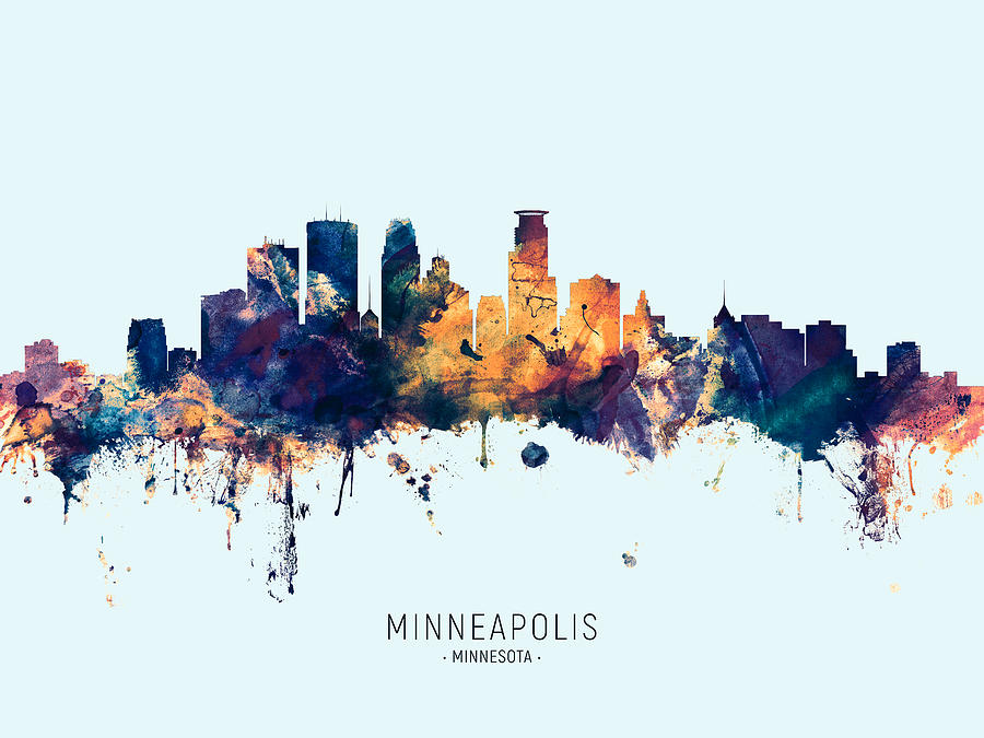 Minneapolis Digital Art - Minneapolis Minnesota Skyline #21 by Michael Tompsett