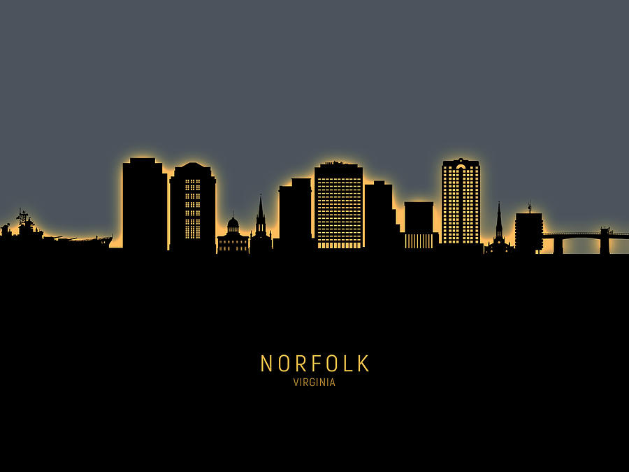 Norfolk Virginia Skyline #24 Digital Art by Michael Tompsett