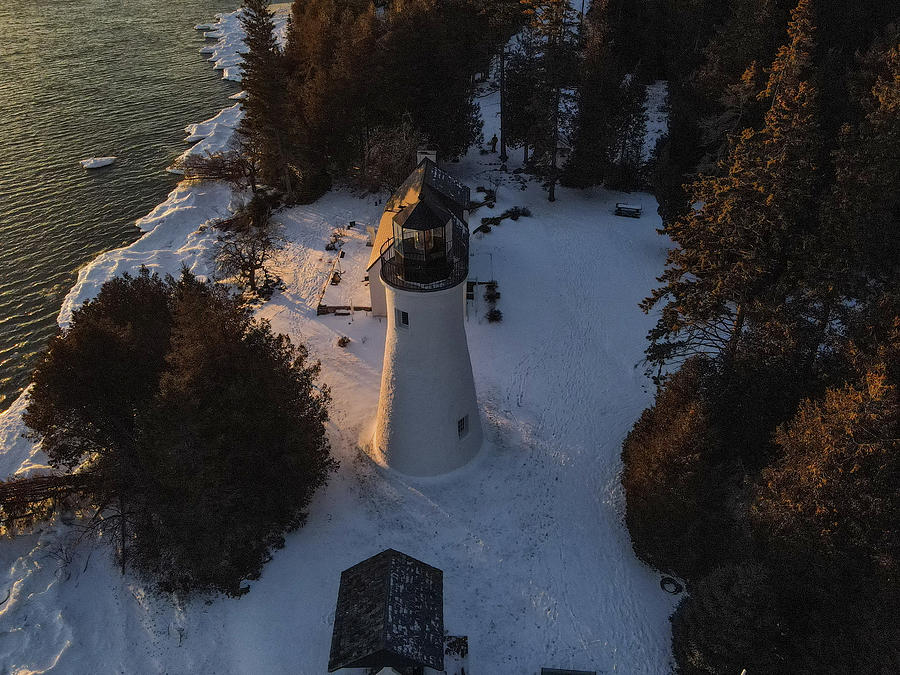 Old Presque Isle Lighthouse in Michigan along Lake Huron in the winter #21 Photograph by Eldon McGraw