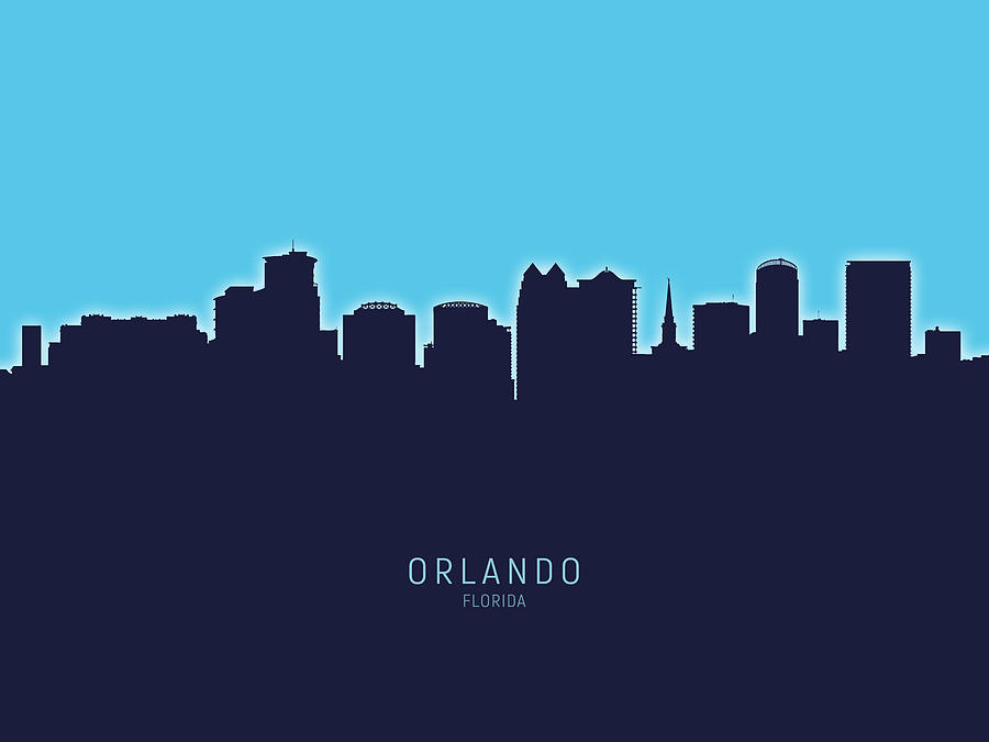 Orlando Digital Art - Orlando Florida Skyline #21 by Michael Tompsett