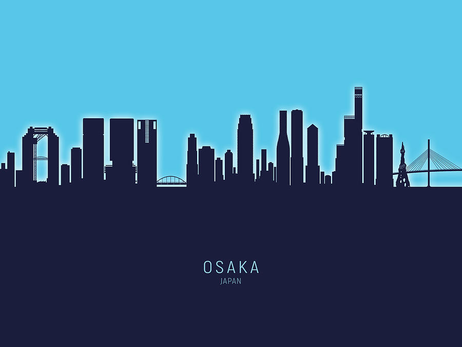 Osaka Japan Skyline #21 Digital Art by Michael Tompsett