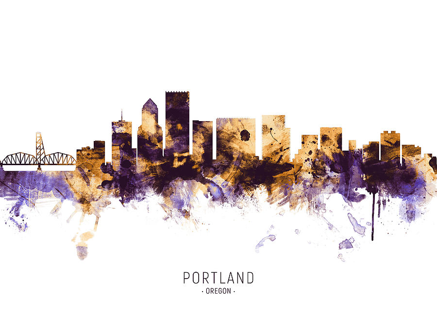 Portland Oregon Skyline #21 Digital Art by Michael Tompsett