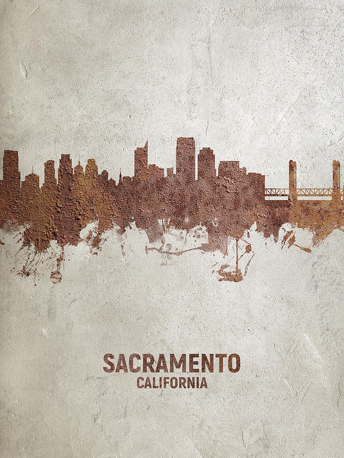 Sacramento Digital Art - Sacramento California Skyline #21 by Michael Tompsett