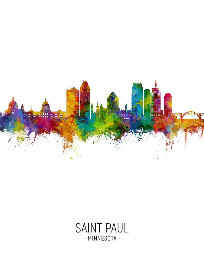 Saint Paul Minnesota Skyline #21 Digital Art by Michael Tompsett