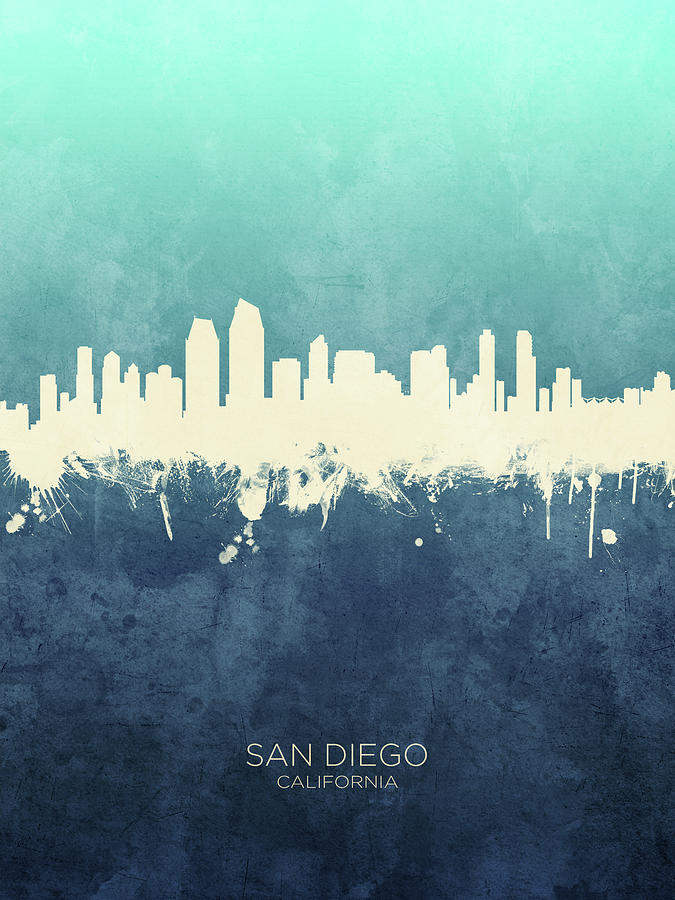 San Diego California Skyline #21 Digital Art by Michael Tompsett