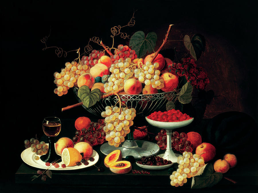 Severin Roesen Painting - Still Life With Fruit by Severin Roesen by Mango Art