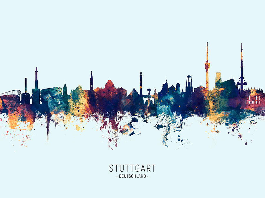 Stuttgart Germany Skyline #21 Digital Art by Michael Tompsett