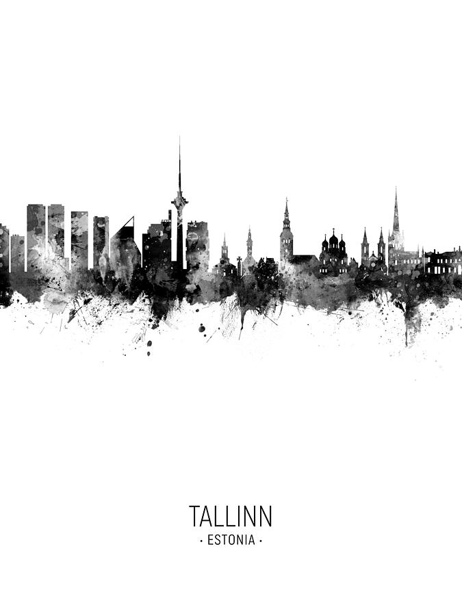 Skyline Digital Art - Tallinn Estonia Skyline #21 by Michael Tompsett