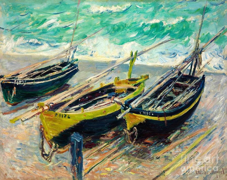 Three Fishing Boats #21 Painting by Claude Monet