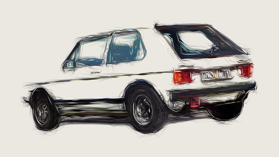 Volkswagen Golf GTI Drawing #21 Digital Art by CarsToon Concept