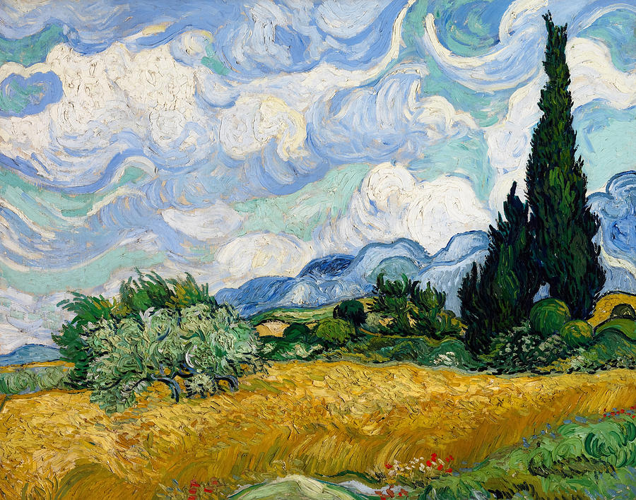 Vincent Van Gogh Painting - Wheat Field with Cypresses by Vincent Van Gogh by Mango Art