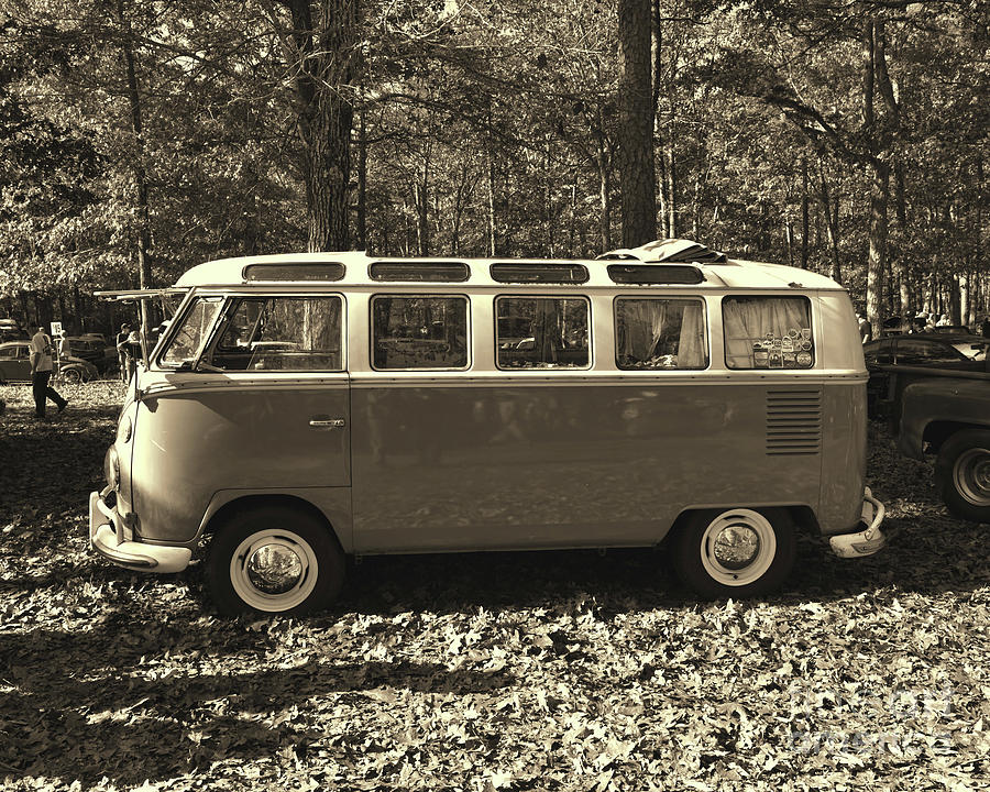 Paul Ward Photograph - 21 Window Volkswagen Original Hippie Van sepia by Paul Ward