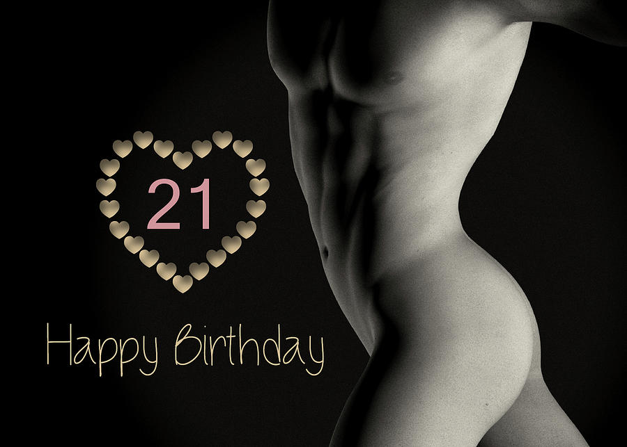 21st Sexy Birthday Boy with Hearts Digital Art by Jan Keteleer