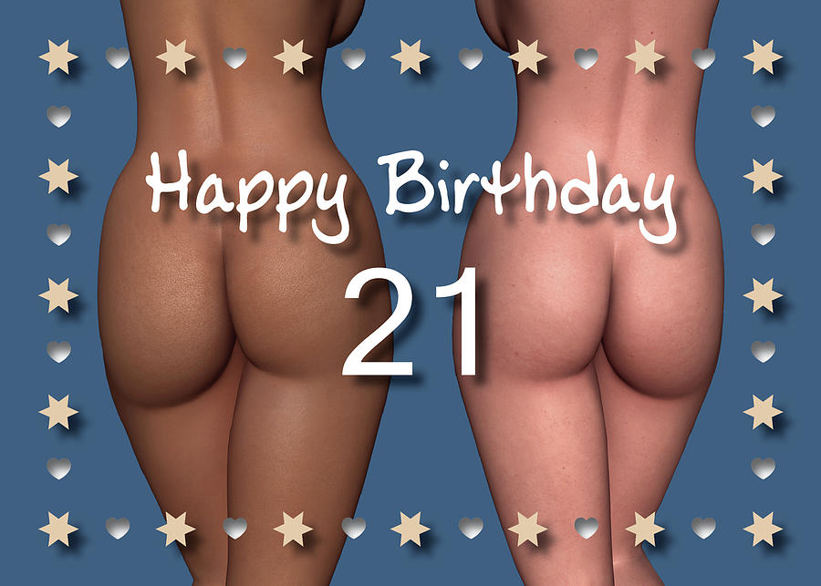 21st Sexy Birthday Buttock Stars and Hearts Digital Art by Jan Keteleer