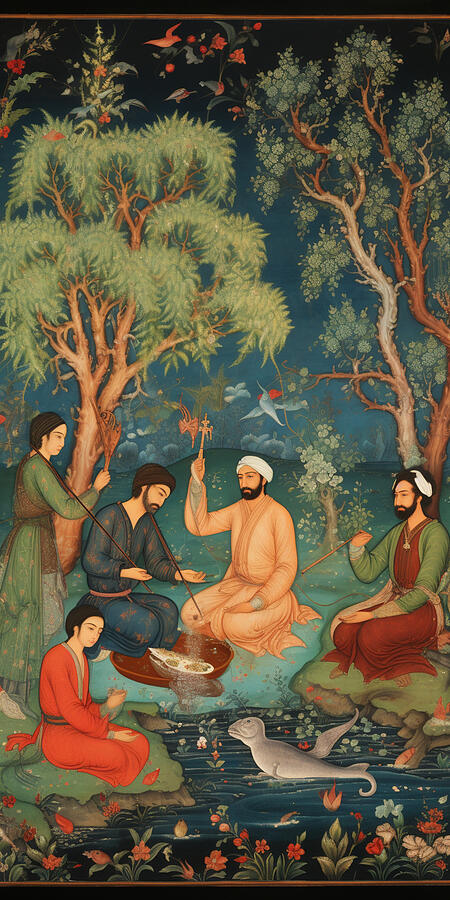 A Medieval Islamic Illuminated Manuscript Featu By Asar Studios Painting