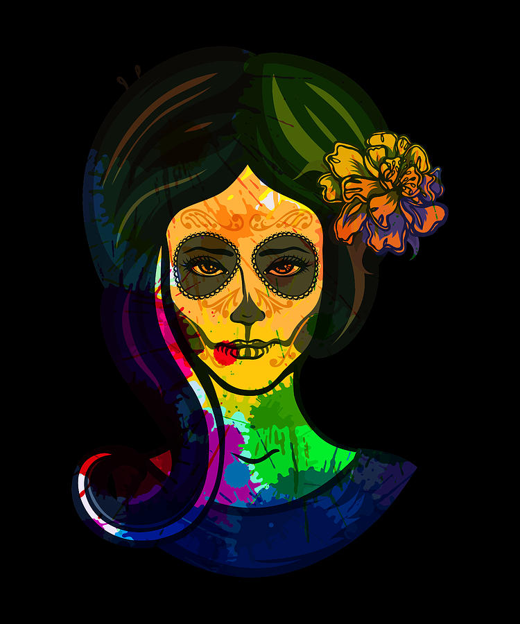 Abstract Mexican Day Of The Dead Woman Digital Art by CalNyto - Fine ...