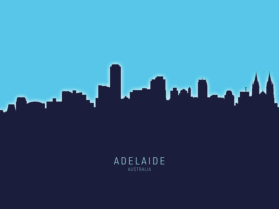 Skyline Digital Art - Adelaide Australia Skyline #22 by Michael Tompsett