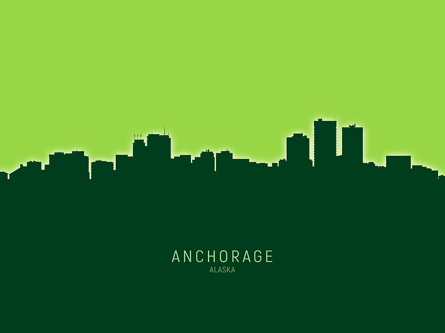 Anchorage Digital Art - Anchorage Alaska Skyline #22 by Michael Tompsett