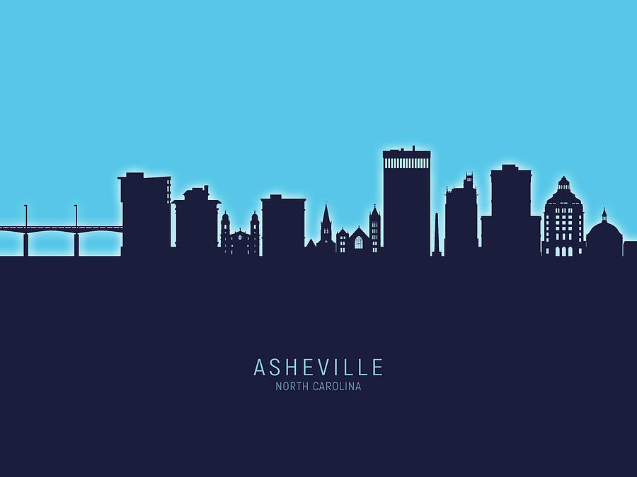 Skyline Digital Art - Asheville North Carolina Skyline #22 by Michael Tompsett