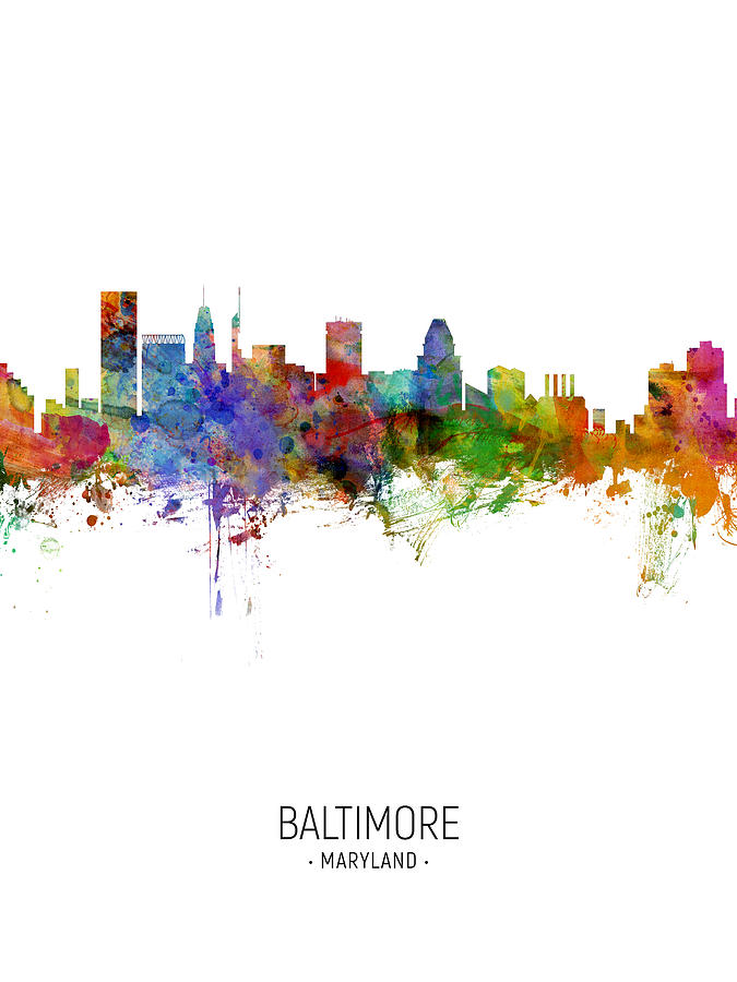 Baltimore Maryland Skyline #22 Digital Art by Michael Tompsett