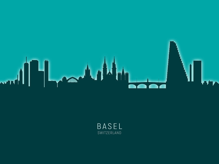 Basel Switzerland Skyline #22 Digital Art by Michael Tompsett