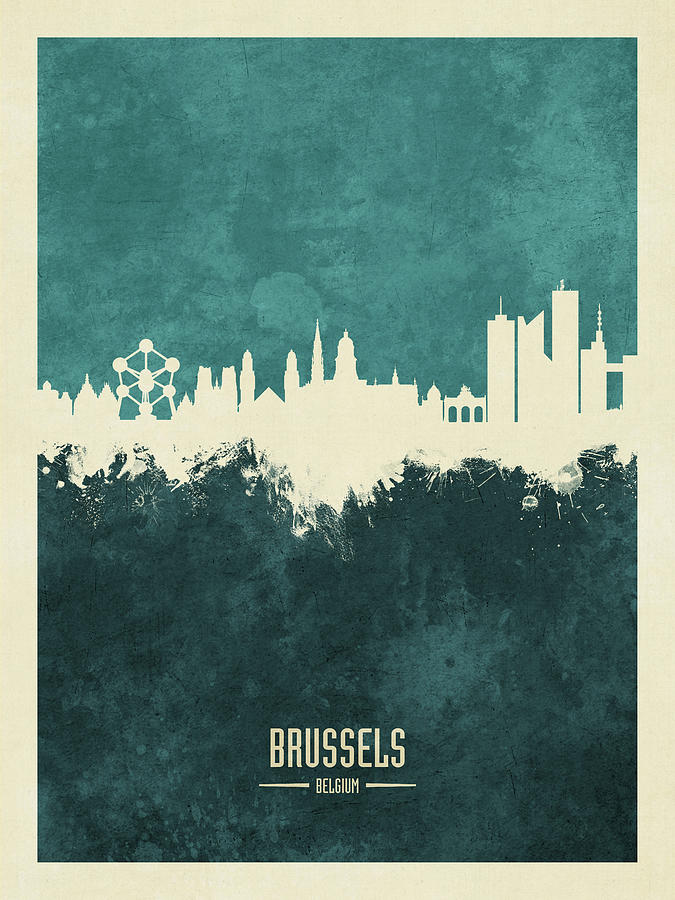 Skyline Digital Art - Brussels Belgium Skyline #22 by Michael Tompsett