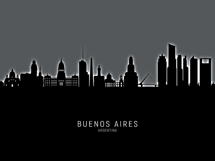 Skyline Digital Art - Buenos Aires Argentina Skyline #22 by Michael Tompsett