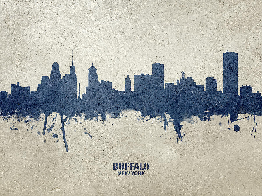 Buffalo Digital Art - Buffalo New York Skyline #22 by Michael Tompsett