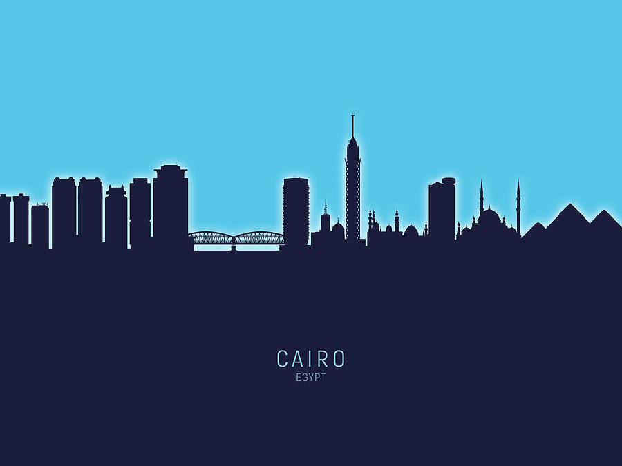 Skyline Digital Art - Cairo Egypt Skyline #22 by Michael Tompsett